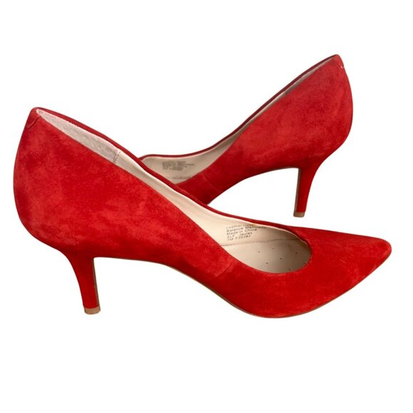 Alfani Jeules Red Faux Suede Pointed Toe Heels Womens Size 7 Medium - Picture 10 of 16
